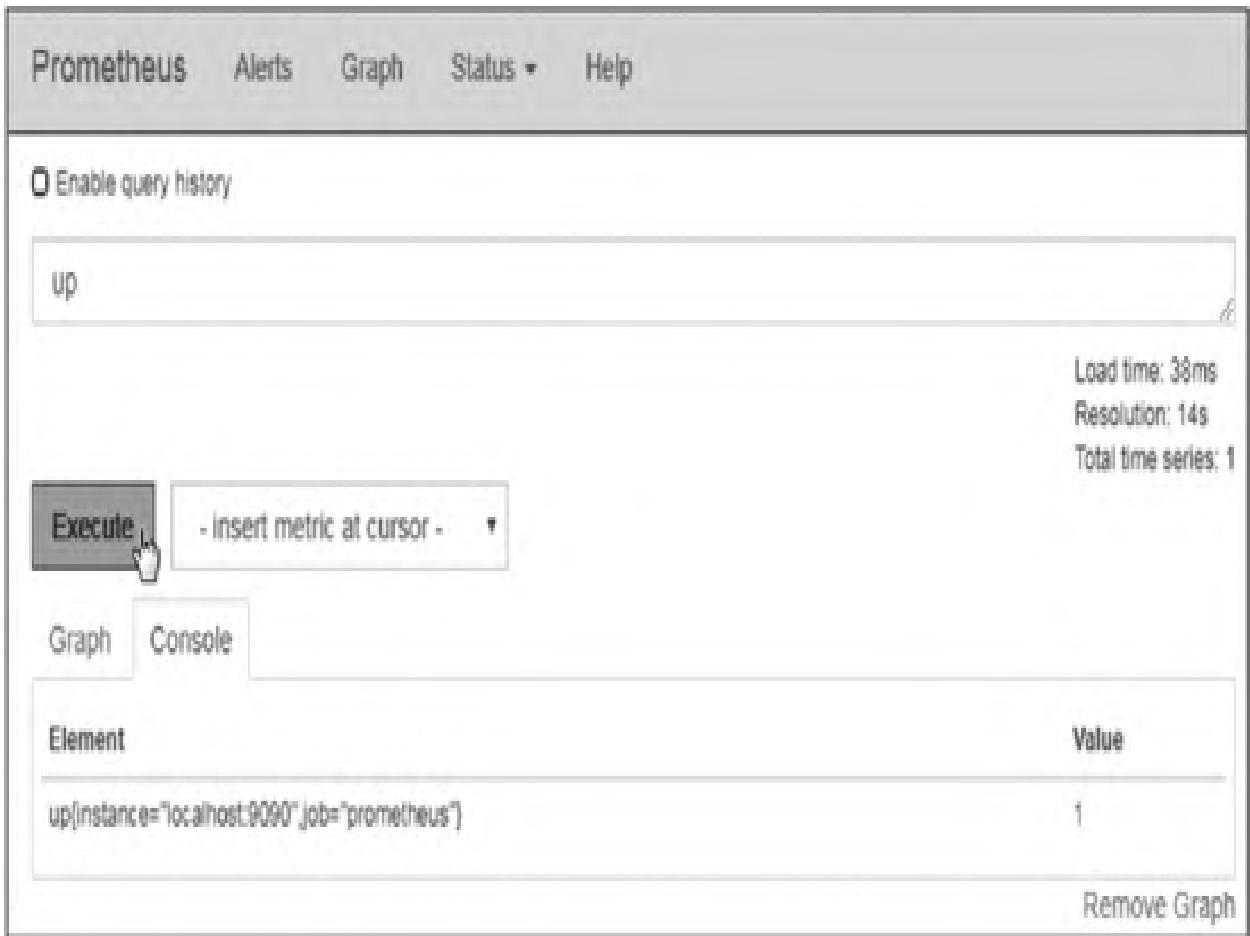 图4：Prometheus UP状态查询结果