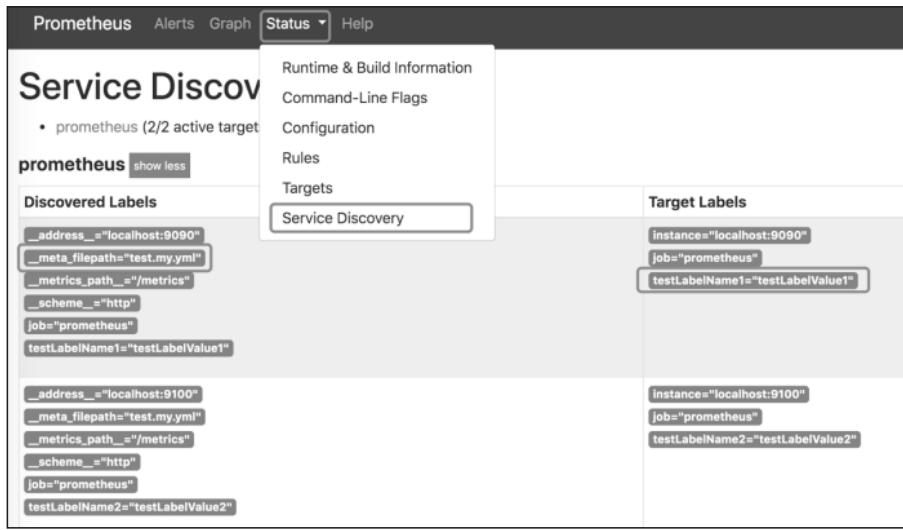 Service Discovery页面的元数据展示