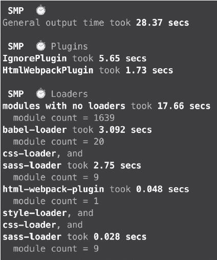 图2：speed-measure-webpack-plugin构建流程时间测量结果