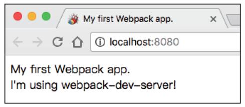 图6：index.html内容变为了“I’m using webpack-dev-server！”