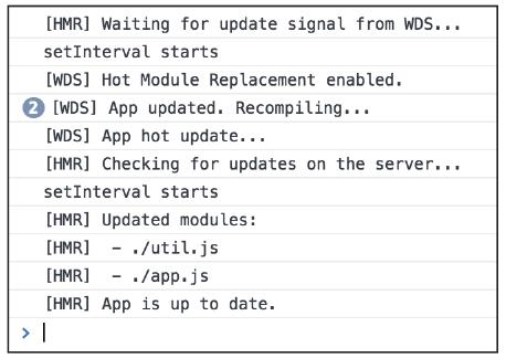 图9：未优化HMR导致setInterval多次执行的控制台日志
